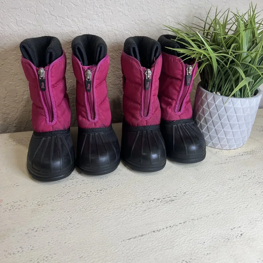 Polo Ralph Lauren Vancouver Crest Girls Hot Pink Winter Snow Boots Sz US8/US9